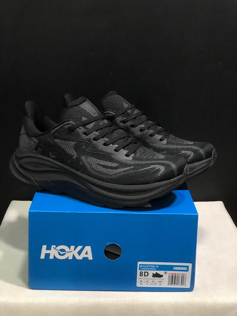 HOKA Clifton 10 Black Running Sneakers