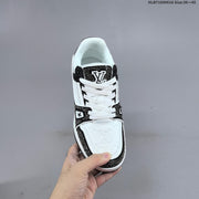 Louis Vuitton Trainer Sneakers in White and Black with Embellished Trim