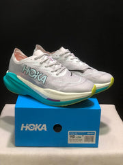 HOKA Mach X 2 Running Shoes, White and Turquoise