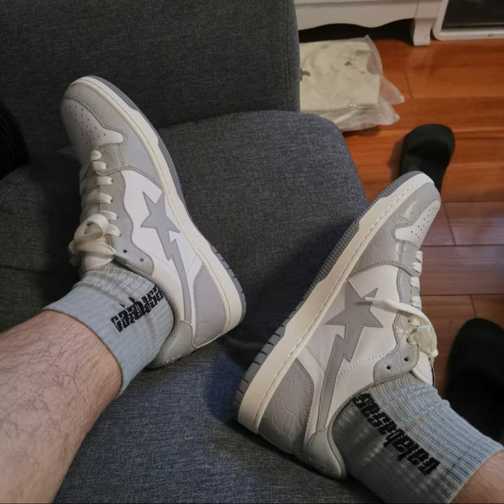 A BATHING APE BAPE Court Sta Low Sneakers White Grey