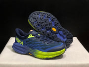 HOKA Speedgoat 5 Trail Running Shoes, Navy and Lime