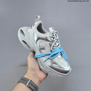 GG-CC Retro Low-Top Sneakers, Chunky Sole, White and Silver