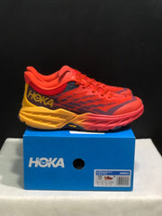 HOKA Speedgoat 5 Trail Running Shoes – Red and Yellow