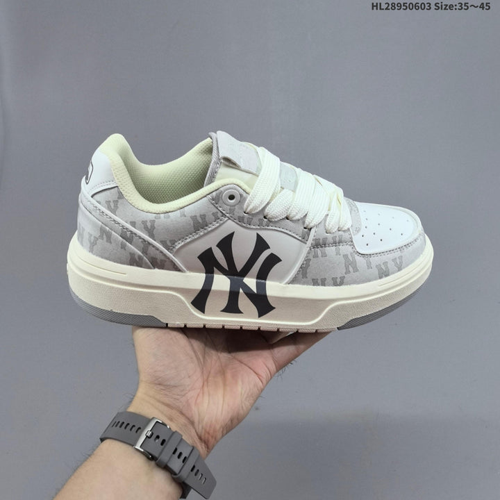 MLB New York Yankees Platform Sneakers, White and Gray