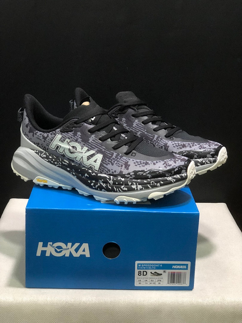 HOKA Speedgoat 6 Trail Running Shoes, Gray Black