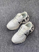 White Chunky Sneakers with Black Side Graphics