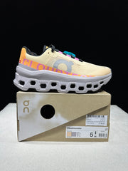 On Cloudmonster Running Shoes, Pale Yellow and Orange