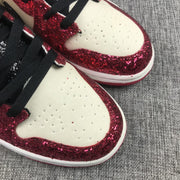 Air Jordan 1 Mid Chicago Starfish Sneakers, Red and Black