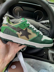 BAPE SK8 STA Low-Top Sneakers in Green Camo