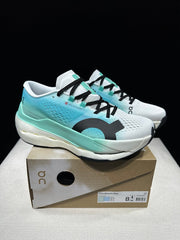 On Cloudboom Max Running Shoes, White and Light Blue