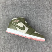 Air Jordan 1 Mid GG Sneakers in Olive Green and White