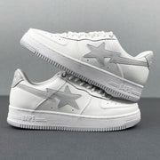 BAPE STA Low Sneakers in White and Grey
