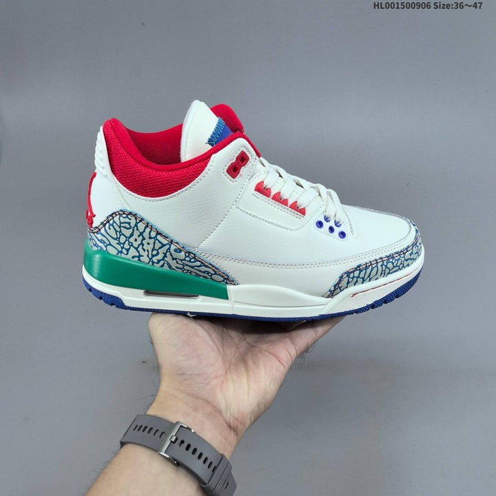 Air Jordan 3 Retro Chalk Track Red White Blue Sneakers