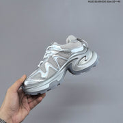 GG-CC Chunky Low-Top Sneakers in Silver and White