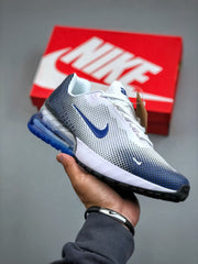 Nike Air Max White and Blue Running-Style Sneakers