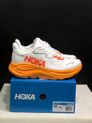 HOKA Clifton 10 Running Shoes in White and Orange