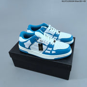 AMIRI Skeleton Low-Top Sneakers in White and Blue